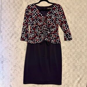 The Perfect Dress Size 4 Navy Geometric Print Career Sheath Midi Dress